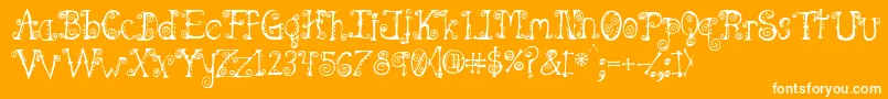 Spahrtygirl-Schriftart – Weiße Schriften auf orangefarbenem Hintergrund