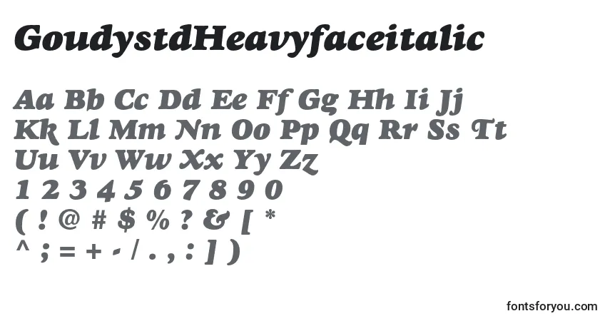 A fonte GoudystdHeavyfaceitalic – alfabeto, números, caracteres especiais