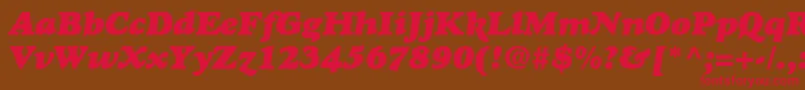 フォントGoudystdHeavyfaceitalic – 赤い文字が茶色の背景にあります。
