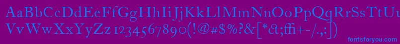 ItcFoundersCaslon12Roman-Schriftart – Blaue Schriften auf violettem Hintergrund