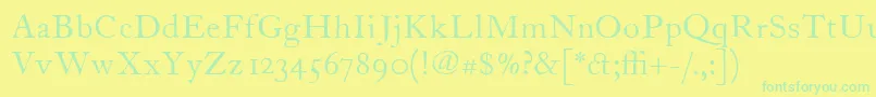 ItcFoundersCaslon12Roman-Schriftart – Grüne Schriften auf gelbem Hintergrund