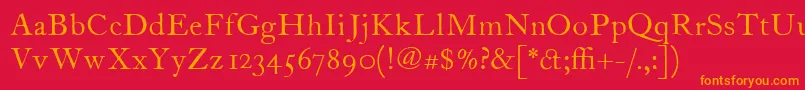 Шрифт ItcFoundersCaslon12Roman – оранжевые шрифты на красном фоне