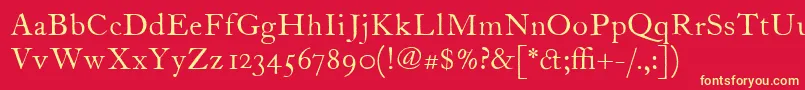 ItcFoundersCaslon12Roman-fontti – keltaiset fontit punaisella taustalla