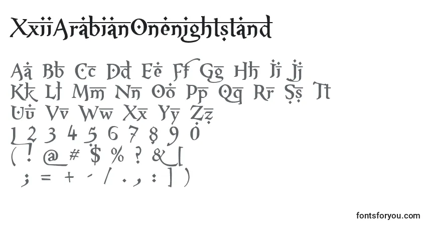 Шрифт XxiiArabianOnenightstand – алфавит, цифры, специальные символы