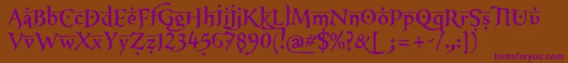 XxiiArabianOnenightstand-Schriftart – Violette Schriften auf braunem Hintergrund