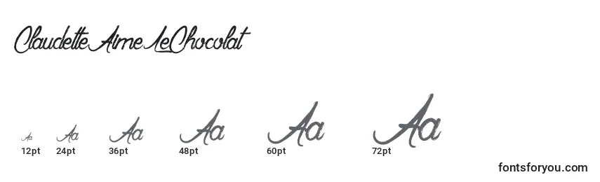 ClaudetteAimeLeChocolat Font Sizes
