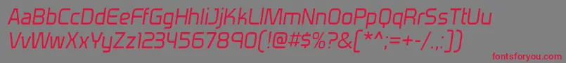 VenactirgItalic-fontti – punaiset fontit harmaalla taustalla