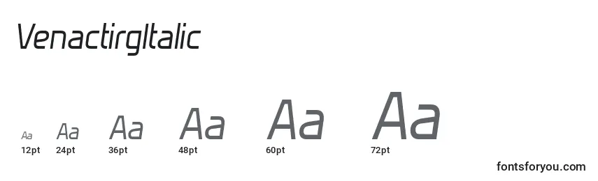 Размеры шрифта VenactirgItalic