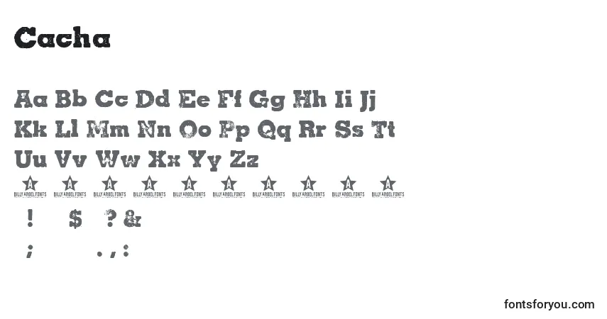 Schriftart Cacha – Alphabet, Zahlen, spezielle Symbole