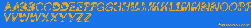 Pixcapswinding Font – Orange Fonts on Blue Background