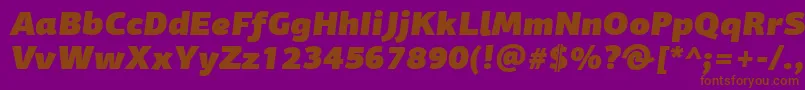 フォントPfagorasansproUltrablackitalic – 紫色の背景に茶色のフォント