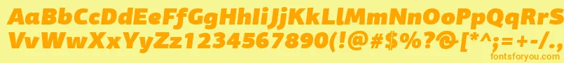 Police PfagorasansproUltrablackitalic – polices orange sur fond jaune