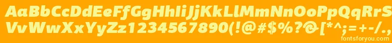 フォントPfagorasansproUltrablackitalic – オレンジの背景に黄色の文字