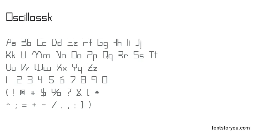 Oscillossk-fontti – aakkoset, numerot, erikoismerkit