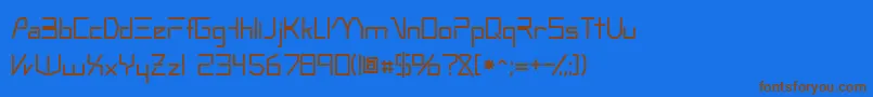 フォントOscillossk – 茶色の文字が青い背景にあります。