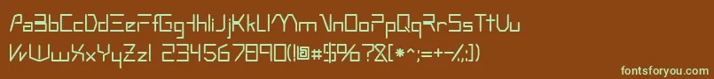 フォントOscillossk – 緑色の文字が茶色の背景にあります。