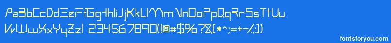 フォントOscillossk – 黄色の文字、青い背景