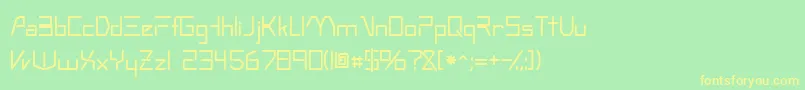 フォントOscillossk – 黄色の文字が緑の背景にあります