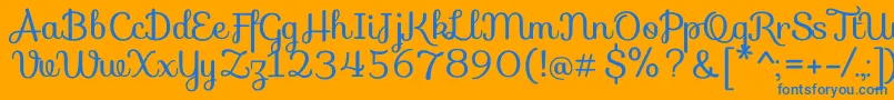 SofiaRegular-Schriftart – Blaue Schriften auf orangefarbenem Hintergrund