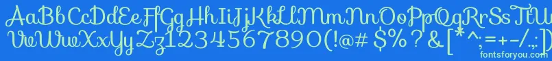 SofiaRegular Font – Green Fonts on Blue Background