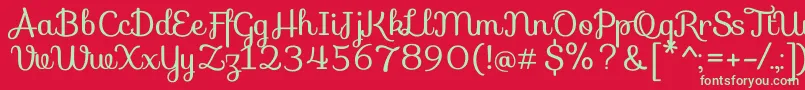 フォントSofiaRegular – 赤い背景に緑の文字