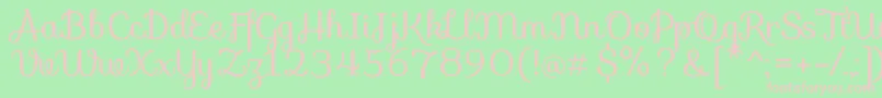 SofiaRegular-fontti – vaaleanpunaiset fontit vihreällä taustalla