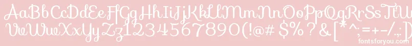 SofiaRegular-fontti – valkoiset fontit vaaleanpunaisella taustalla