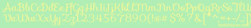 SofiaRegular-fontti – keltaiset fontit vihreällä taustalla