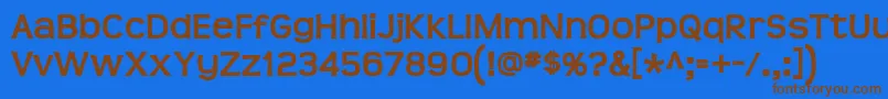 フォントTeenBd – 茶色の文字が青い背景にあります。