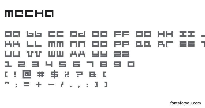 Czcionka Mecha – alfabet, cyfry, specjalne znaki