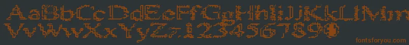 Heats386-fontti – ruskeat fontit mustalla taustalla