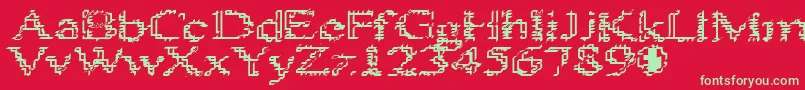 フォントHeats386 – 赤い背景に緑の文字