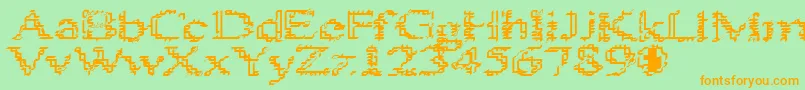 Heats386 Font – Orange Fonts on Green Background