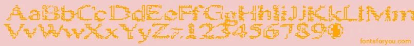 Heats386 Font – Orange Fonts on Pink Background