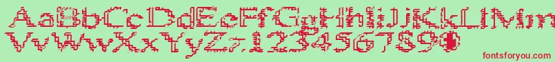 フォントHeats386 – 赤い文字の緑の背景