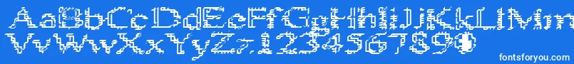 フォントHeats386 – 青い背景に白い文字