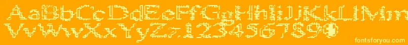 Heats386 Font – Yellow Fonts on Orange Background