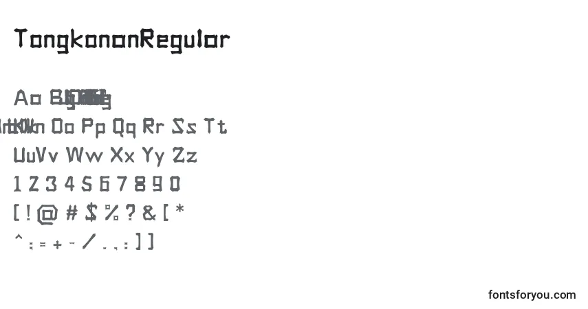 A fonte TongkonanRegular – alfabeto, números, caracteres especiais