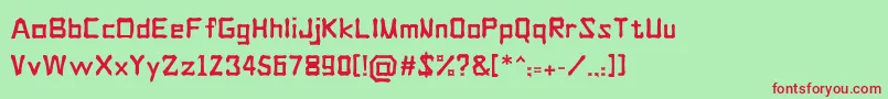 フォントTongkonanRegular – 赤い文字の緑の背景