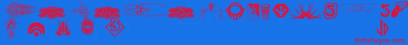 フォントB5wd – 赤い文字の青い背景
