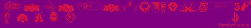 B5wd-Schriftart – Rote Schriften auf violettem Hintergrund