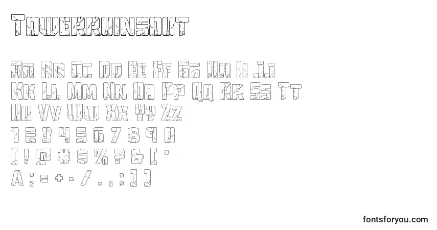 A fonte Towerruinsout – alfabeto, números, caracteres especiais