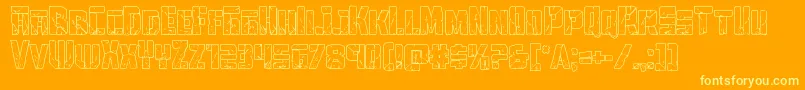 Towerruinsout-Schriftart – Gelbe Schriften auf orangefarbenem Hintergrund