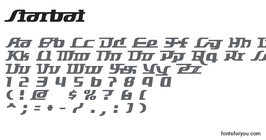Czcionka Starbat – alfabet, cyfry, specjalne znaki