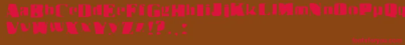 フォントDrbenway – 赤い文字が茶色の背景にあります。