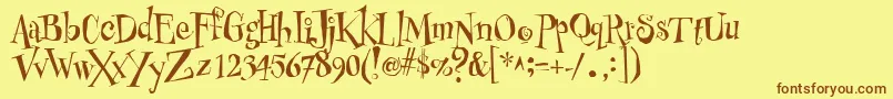 PfbuzzzNormalUnicodes Font – Brown Fonts on Yellow Background