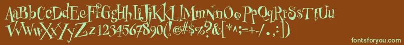 PfbuzzzNormalUnicodes Font – Green Fonts on Brown Background