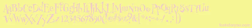 PfbuzzzNormalUnicodes Font – Pink Fonts on Yellow Background