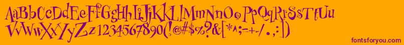 PfbuzzzNormalUnicodes-Schriftart – Violette Schriften auf orangefarbenem Hintergrund