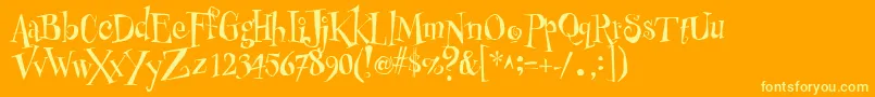 Fonte PfbuzzzNormalUnicodes – fontes amarelas em um fundo laranja